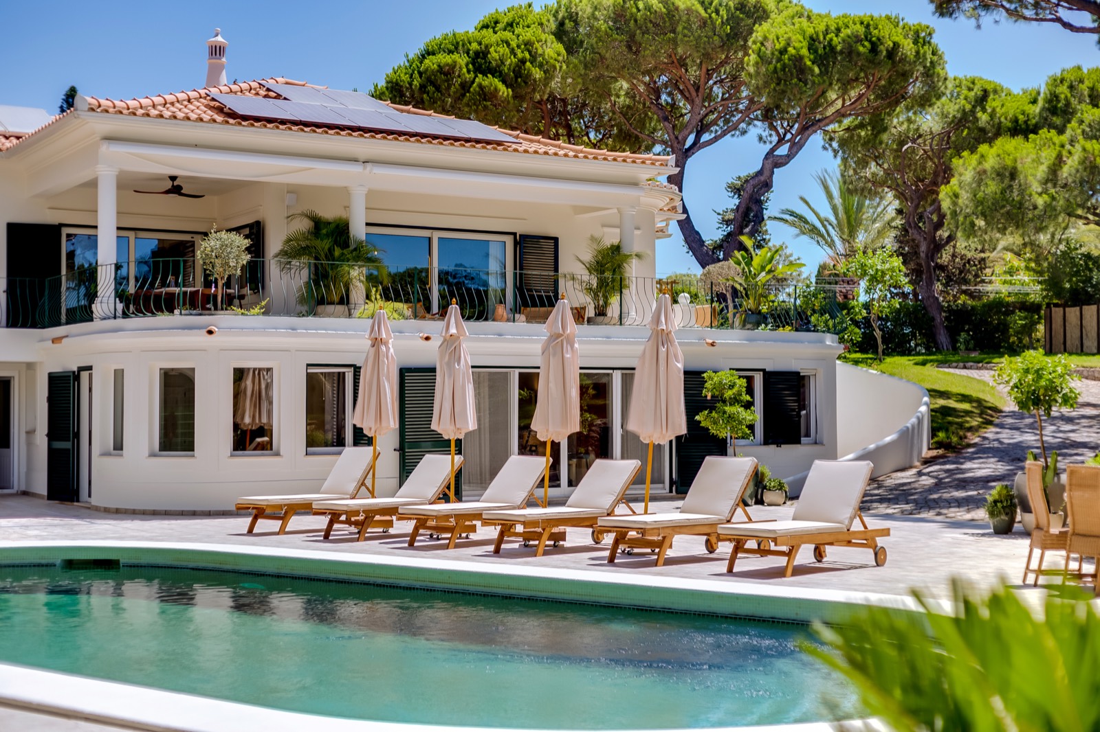 Private balcony of the villa overlooking the garden